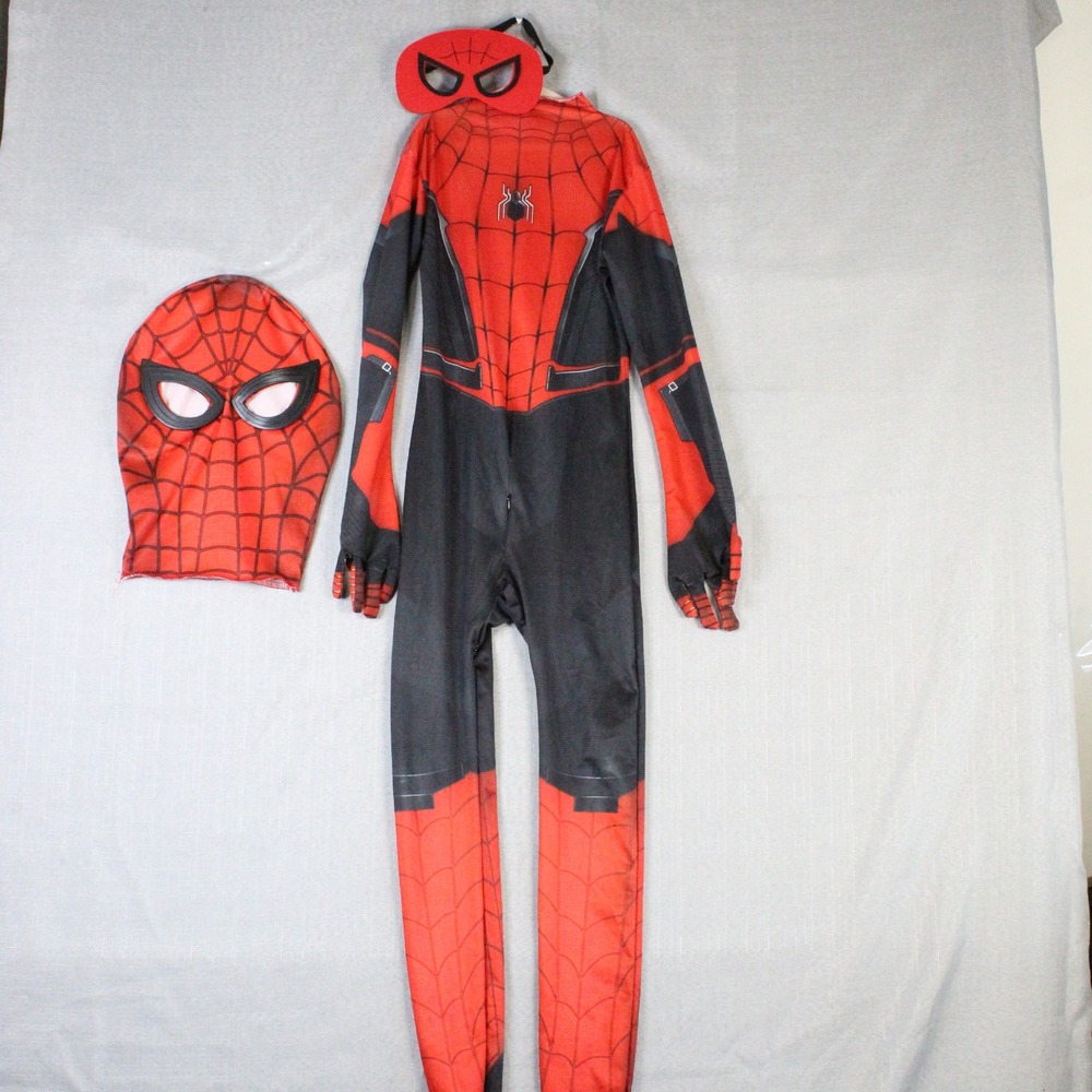 Marvel Spider-Man Costume Kids Red Black Jumpsuit Mask Streetwear Gorpcore S